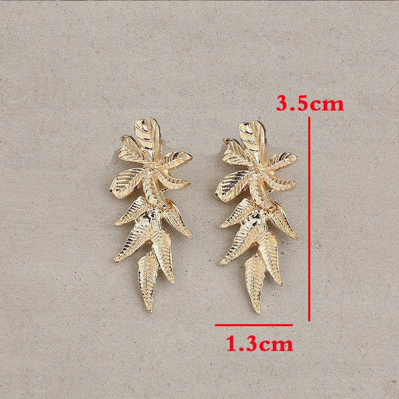 Bohemian Metal Gold Color Flower Splicing Leaves Earrings Vintage Geometry Dangle Earrings for Women Jewelry