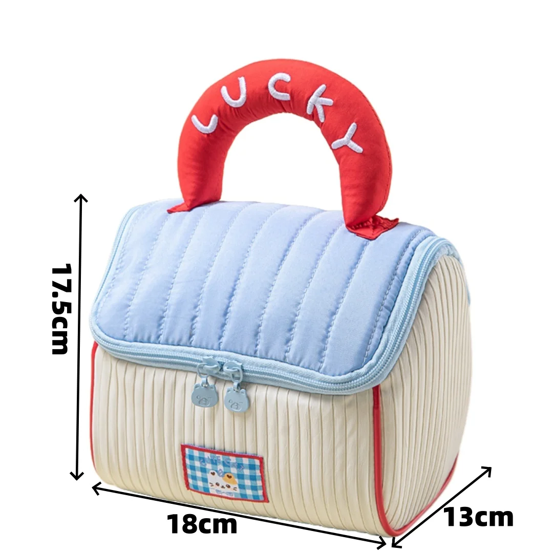 -Cute Cottage Makeup Bag for Girls, Large Capacity Skincare Storage Bag, Portable Handheld Travel Wash Bag