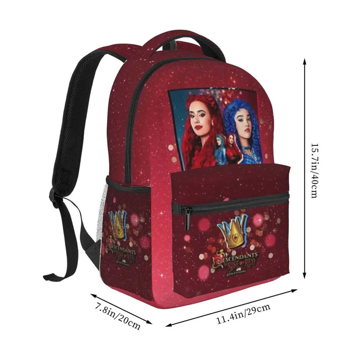 Descendants 4 The Rise Of Red - Kylie Cantrall And Malia Baker (Red And Chloe) For Girls Boys Capacity Student Backpack 16in