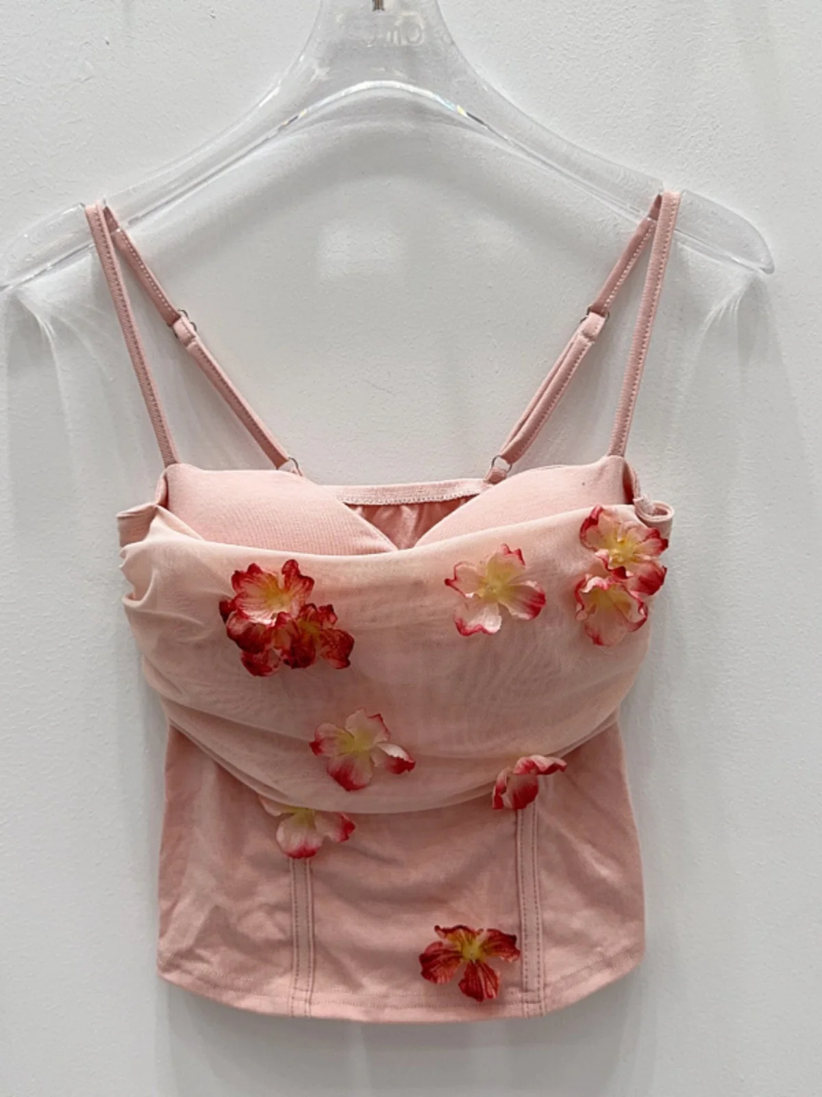 

KUSAHIKI 2025 Spring New Spicy Girl Niche Sweet Three-dimensional Mesh Flower Camisole Vest