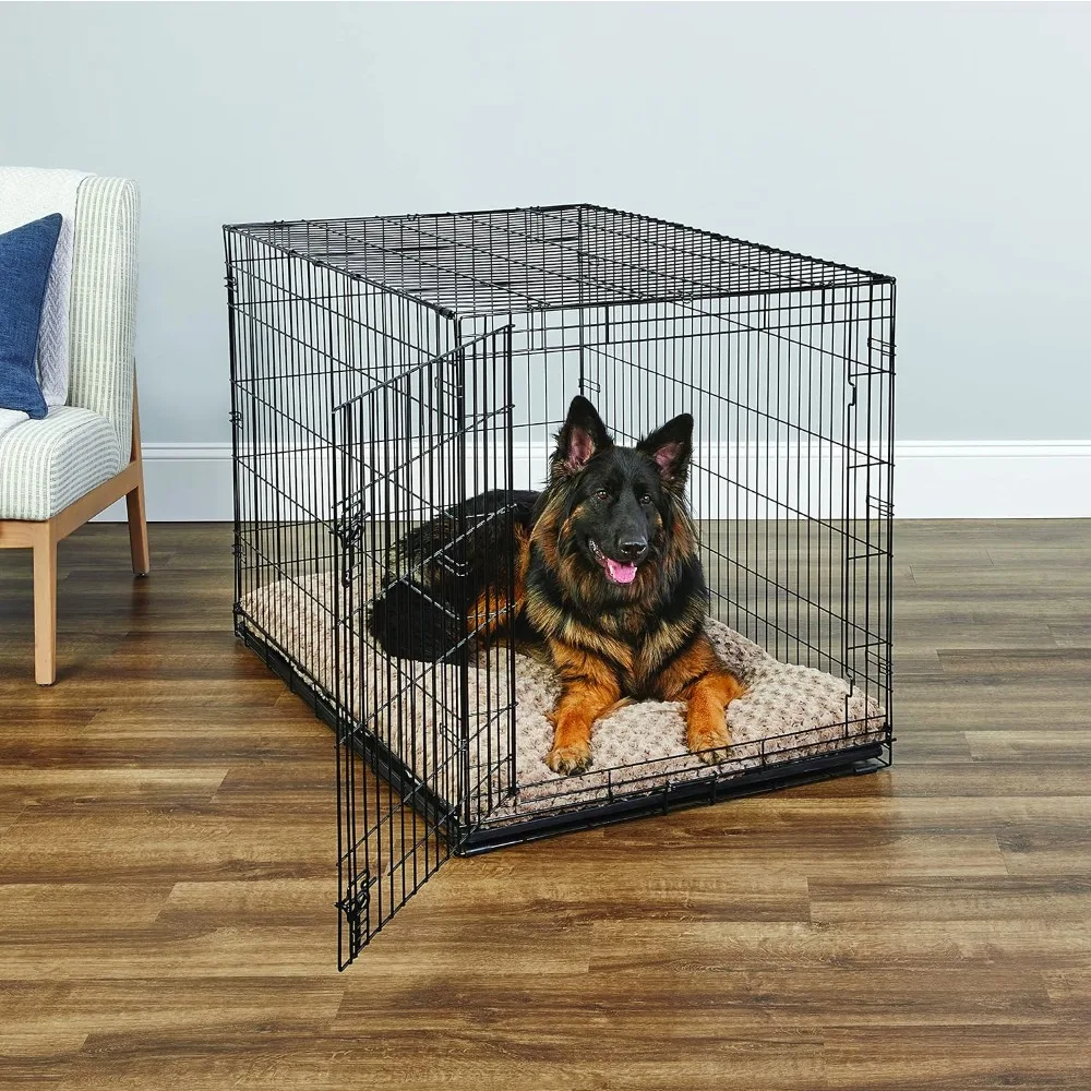 Newly Enhanced Single Door Dog Crate, Includes Leak-Proof Pan, Floor Protecting Feet, & New Patented Features,