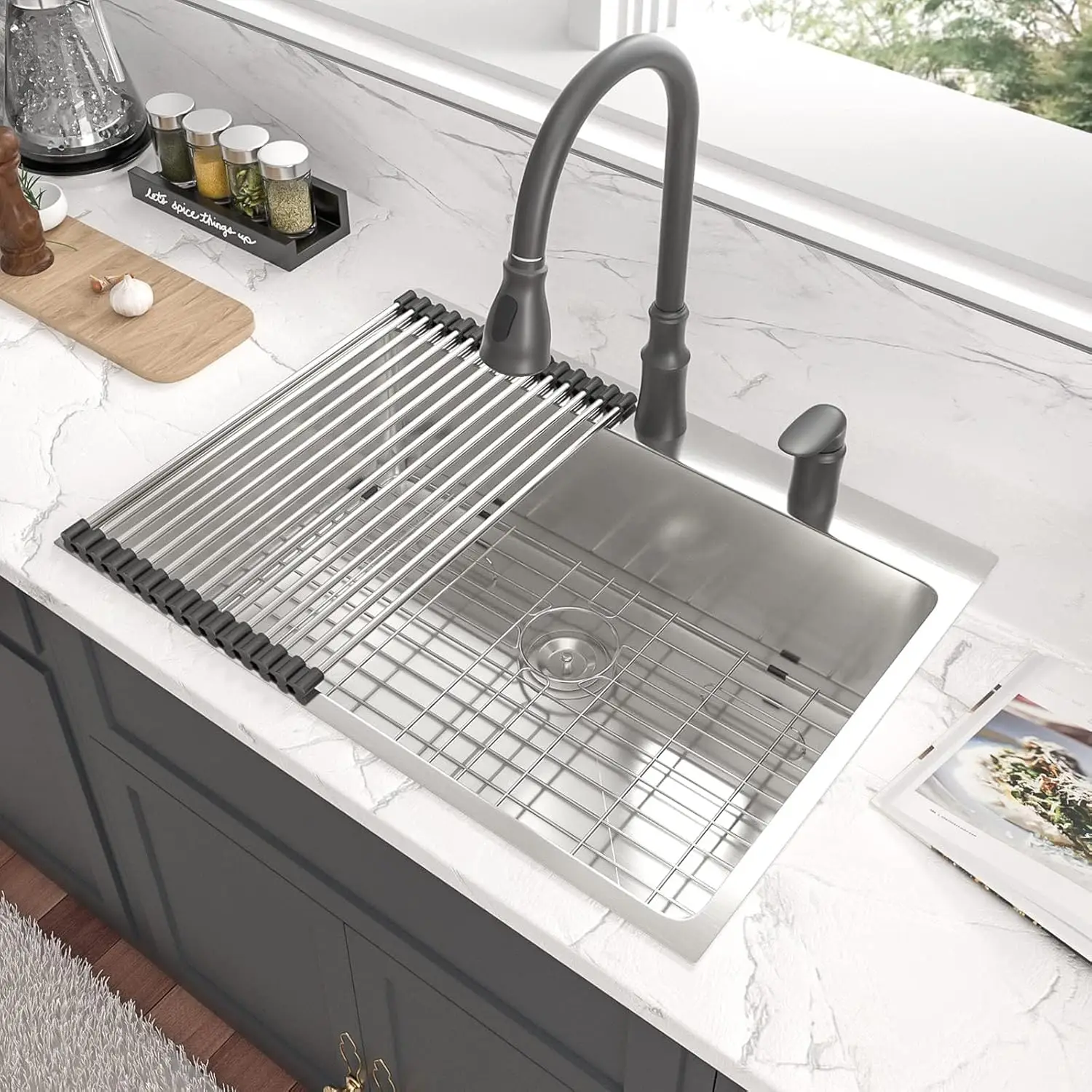 33 Inch Drop In Kitchen Sink 33x22 Stainless Steel Topmount Sinks 16 Gauge T304 Single Bowl Kitchen Sink With 3mm Thickened