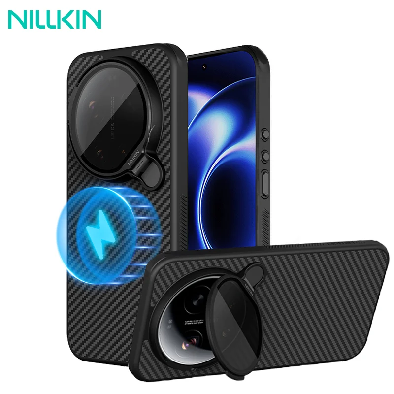 

Чехол NILLKIN из арамидного волокна Magsafe для Xiaomi 17 Ultra с прозрачной защитой, подставкой для камеры и магнитной крышкой для mi 17 Ultra