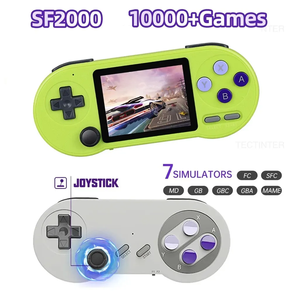 SF2000 Handheld Game Player 3 Inch IPS Screen Portable Mini Video Game Console Built-in 10000+ Games For SNES GBA Sega For Kids