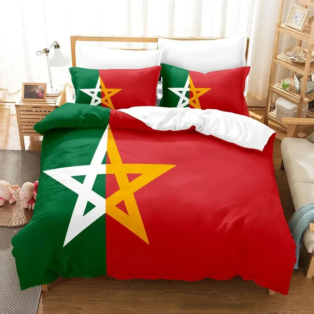 3D Print Morocco Flag Bedding Set Boys Girls Twin Queen Size Duvet Cover Pillowcase Bed Kids Adult Fashion Home Textileextile