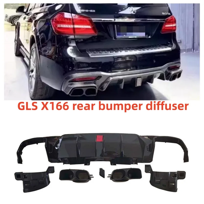 Suitable for Mercedes Benz GLS X166 upgraded Babos model rear lip four outlet tailpipe body kit rear bumper spoiler 16-19