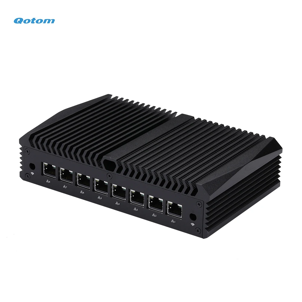 Qotom 8 LAN Mini PC Core i3-10110U/ i5-10210U/ i7-10710U 8x I226V 2.5G LAN DIY ที่มีประสิทธิภาพ Router ไฟร์วอลล์ VPN Virtual PC