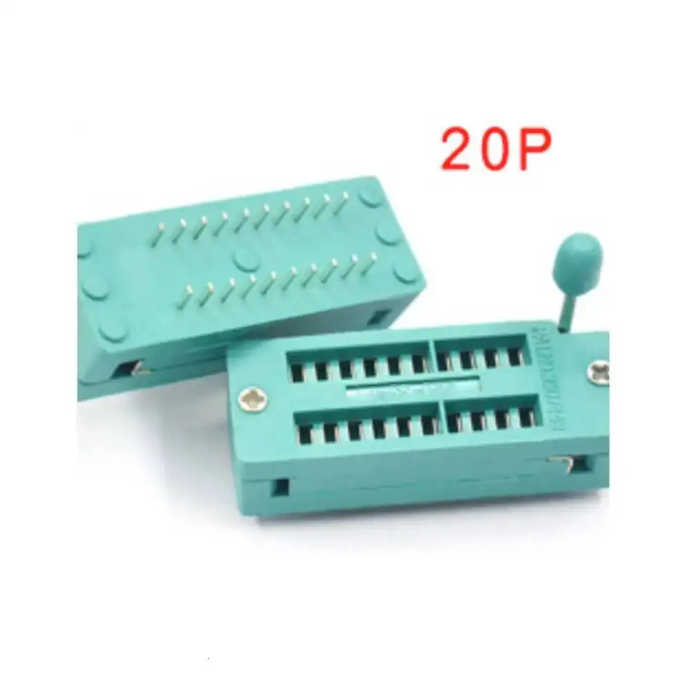 10pcs IC Lock Seat Zif Socket Test Universal Pin 14P/16P/18P/20P/24/28/40P Green Test Solder Connector