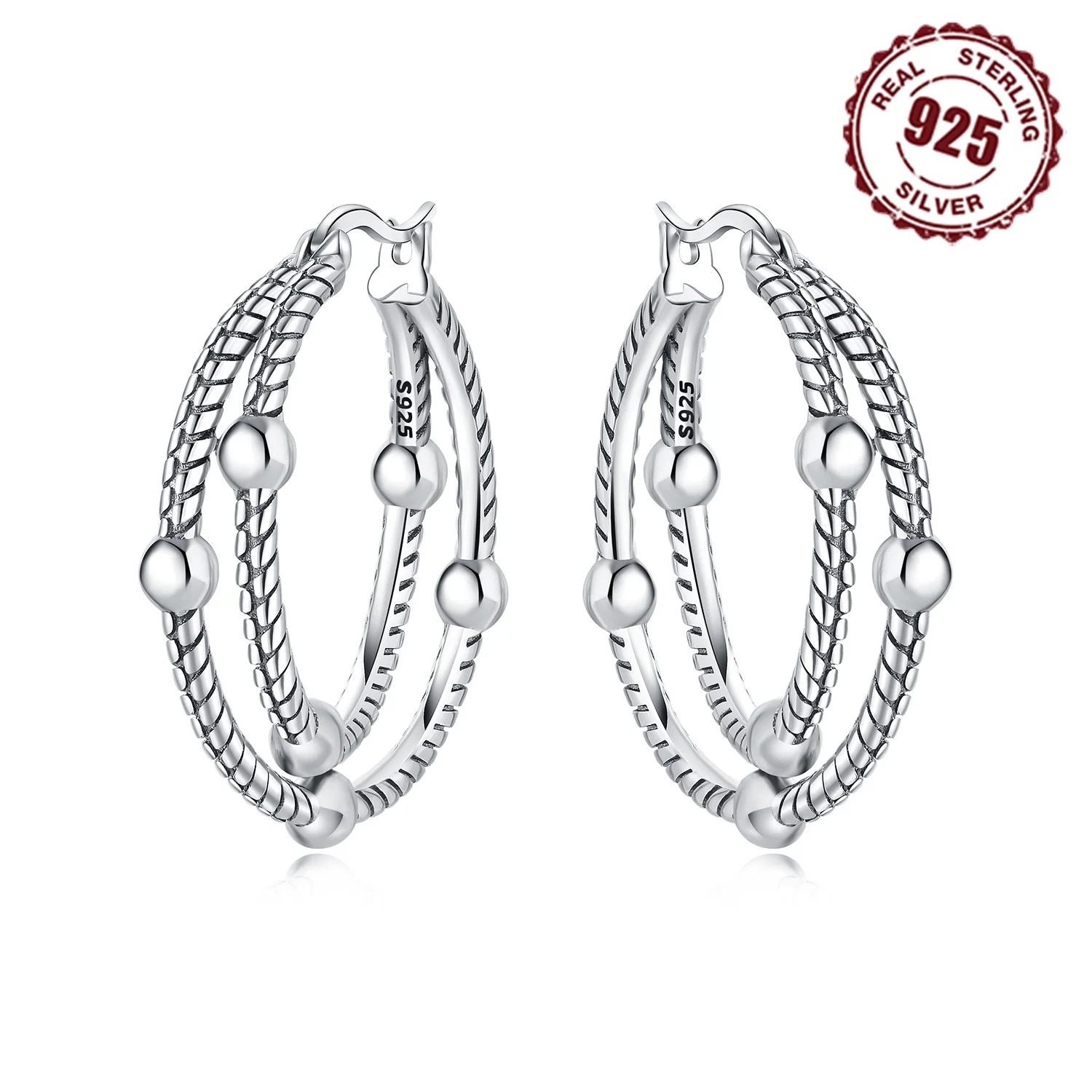 925 Sterling Silver Double-loop Series Earring Jewelry Versatile Hoop Earrings For Women Jewelry Birthday Party Fine Gifts