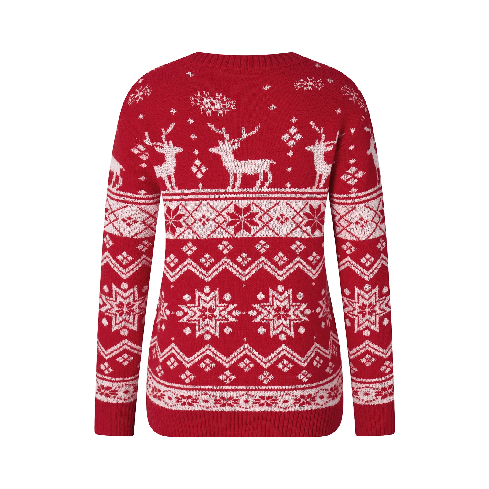 2024 Fashin Autumn Winter Women Men Christmas Warm Sweaters Snowflake Print O-neck Long Sleeve Pullover Knitted Jumper Tops