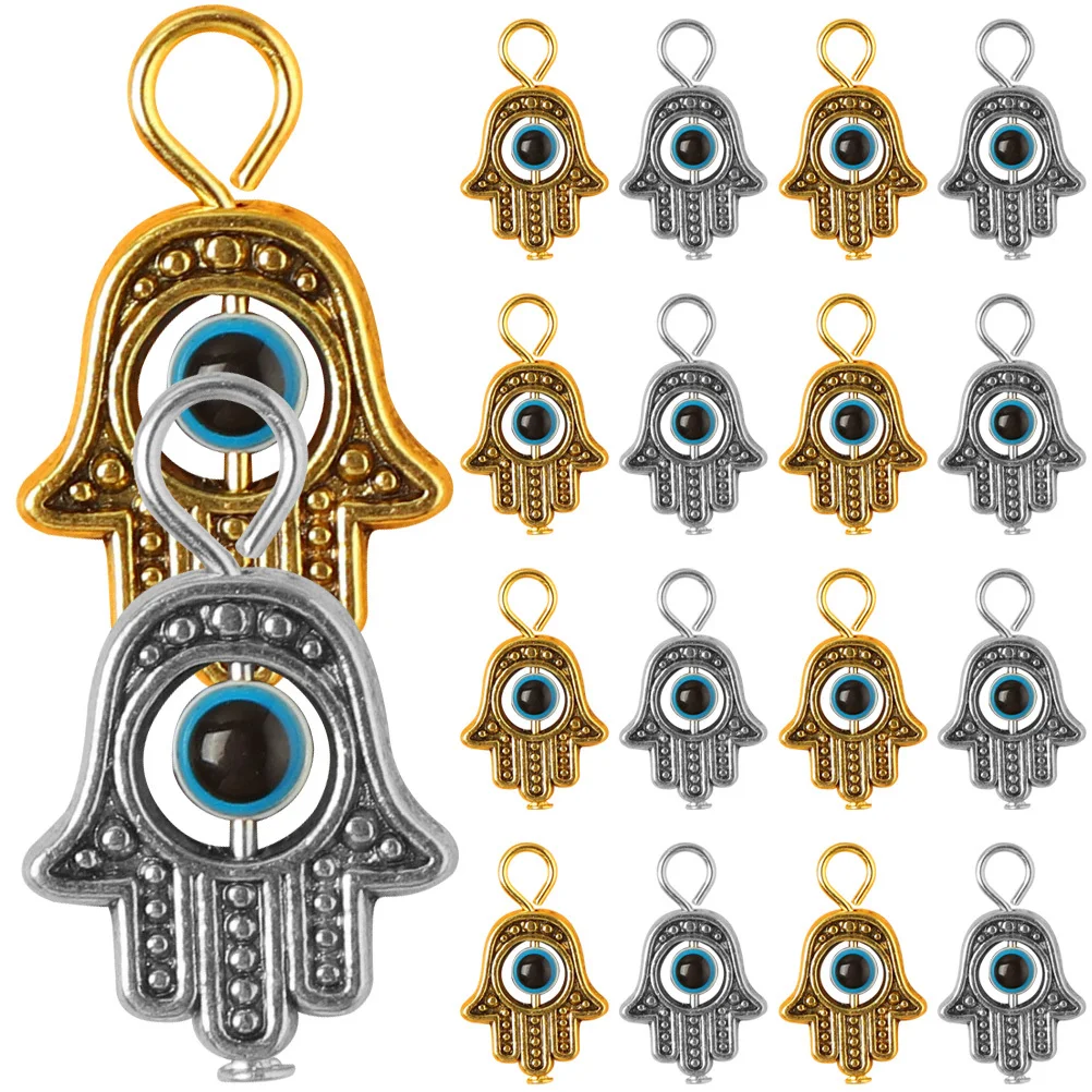 

20Pcs Alloy Palm Eye Pendants DIY Charm Set Handmade Jewelry Accessories Components for Bracelets Keychains Palm Shaped Pendant