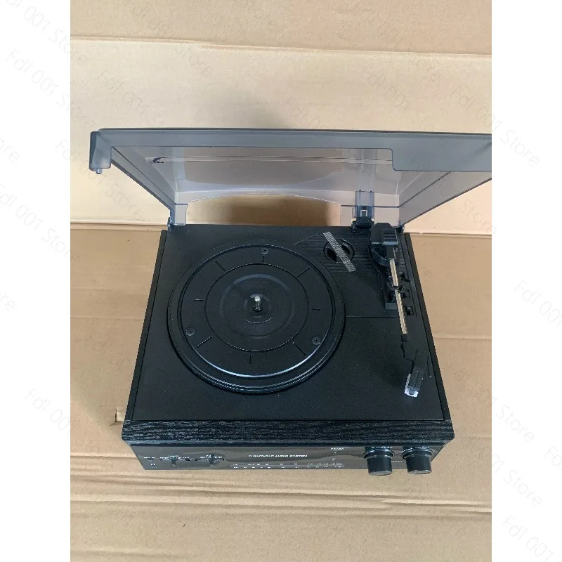 Vintage Multi-function Turntable Record Player, 3-Speed Phonograph with Built-in AM FM Radio, CD Player & Cassette Tape Deck