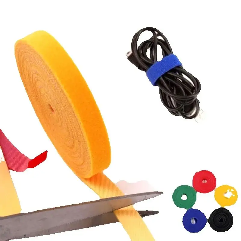 Reusable Fastening Tape,5 Meters/Roll Cable Ties,Double Side Hook Loop Nylon Wire Organizer Cable Cord Management  Cable Straps