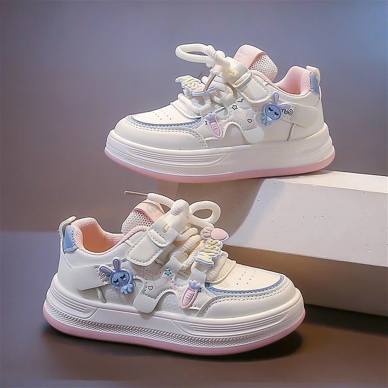 

New Girls Casual Shoes 2025 Fashion Soft Outdoor Non-slip Kids Casual Shoes Cute Rabbit Print School Luxury Childrens Sport Shoe