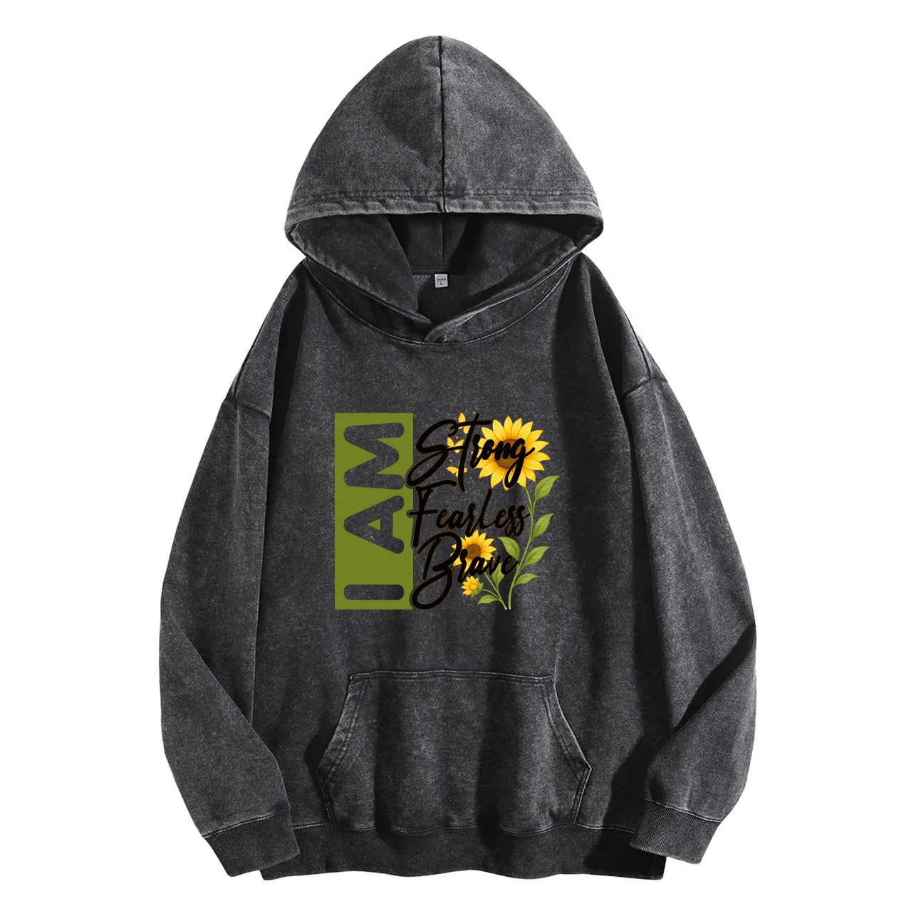 أنا قوي لا يعرف الخوف الشجاع الرجال خمر غسلها الجرافيك هوديي الرجعية المتعثرة البلوز الشارع الشهير عارضة البلوز