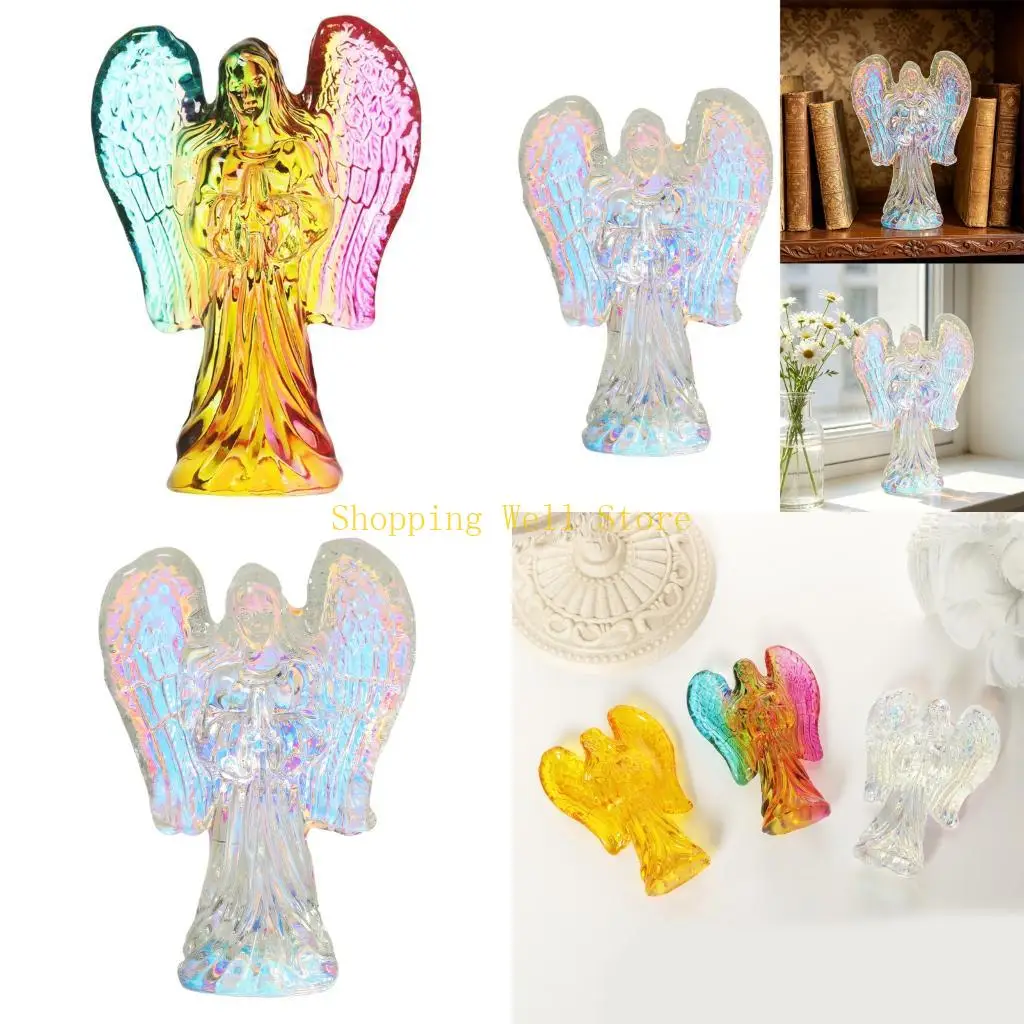 KX4B Colorful Crystal Angel Figurine Centerpieces Ornament For Home Church Decors