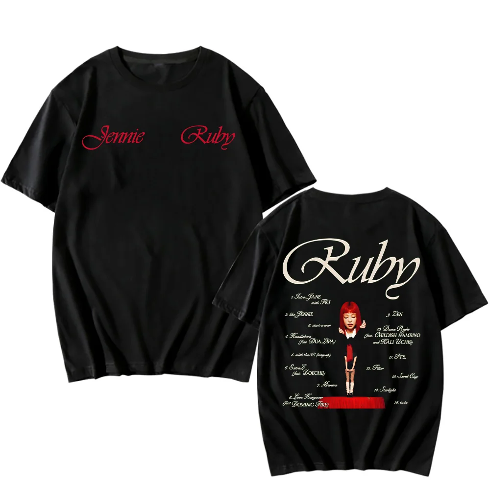 

Jennie Ruby Album Printing T-Shirt Jennie Pretty Girl Mantra T-shirt Unisex Fan Gift Tee Women Men Cotton High Quality Soft Top