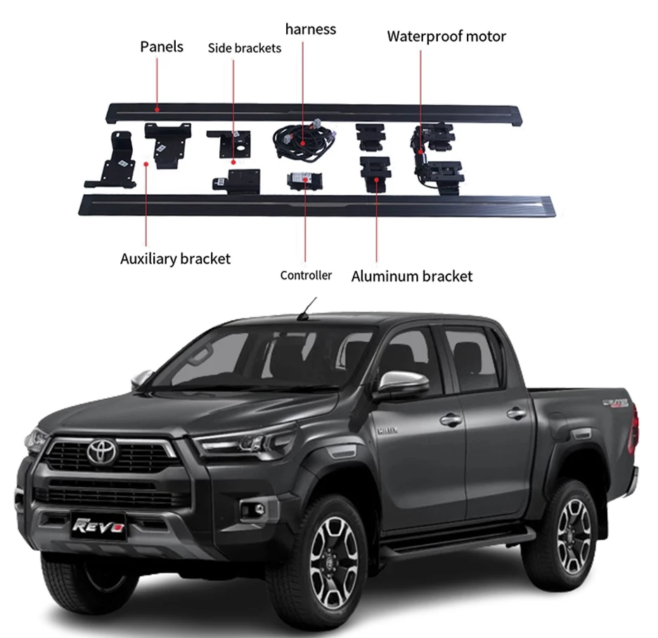 

For Newest Model Electric Side Steps Automatic Foot Step Running Board Aluminum for 16-23 Toyota HILUX REVO