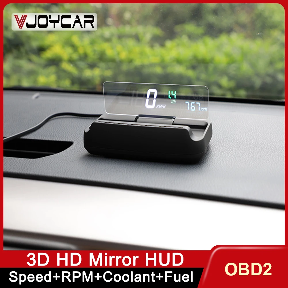 VJOYCAR-Espelho Head Up Display para carro, computador de bordo, alarme de segurança digital, RPM Tensão Refrigerante, projetor de velocidade OBD2,