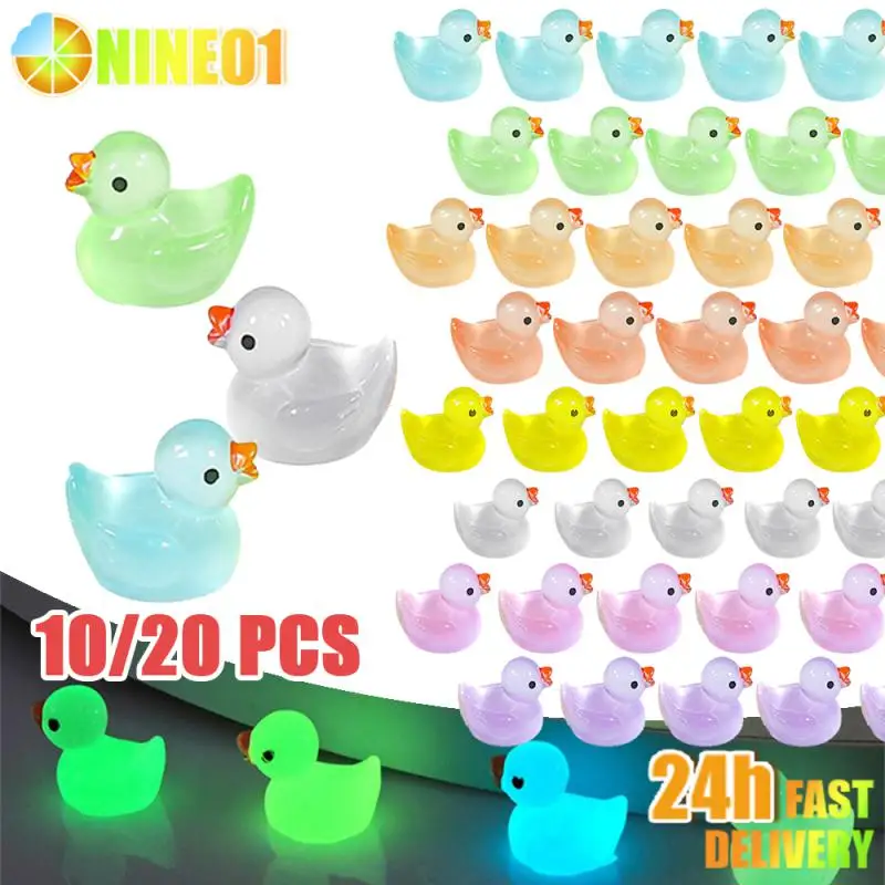 10/20pcs Mini Luminous Duck Figurine Micro Ornaments Mini Decoration Potted Crafts Home Garden Micro Landscape Accessories Decor