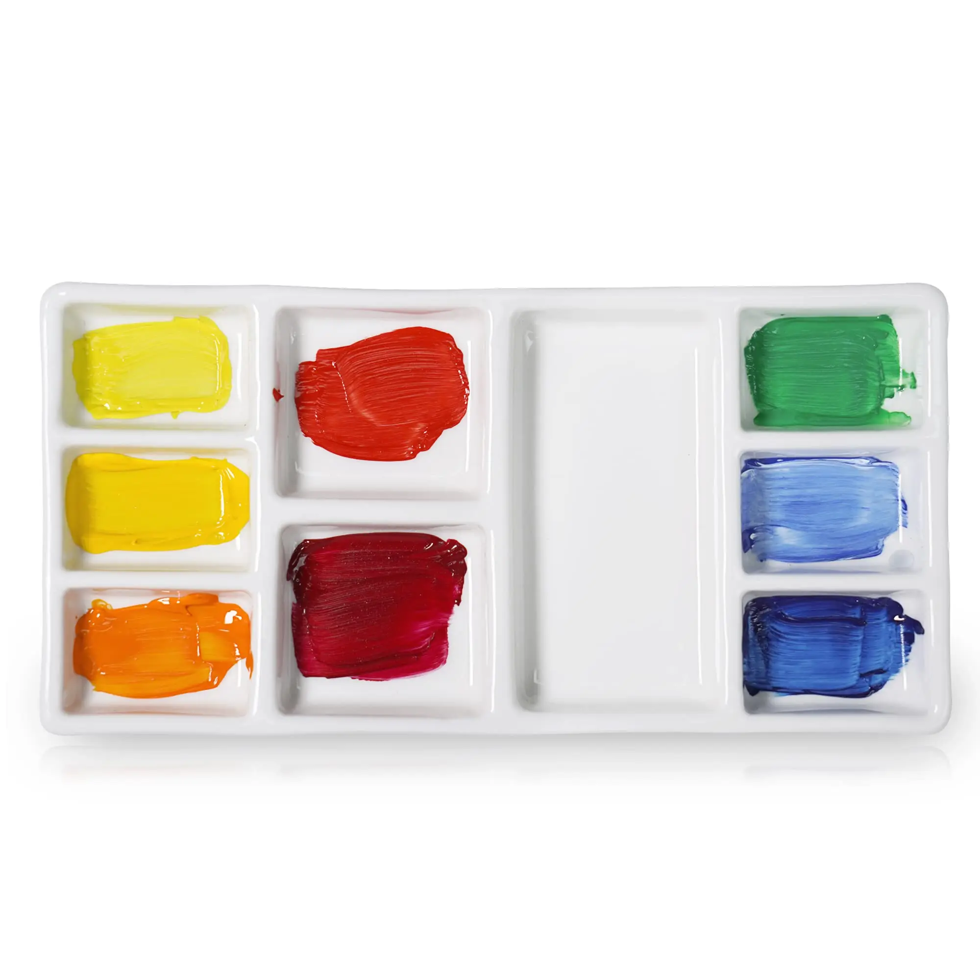 

Artist Watercolor Gouache Acrylic Oil Painting Ceramic Palette 9 Well Rectangle Porcelain Watercolor Paint Palette