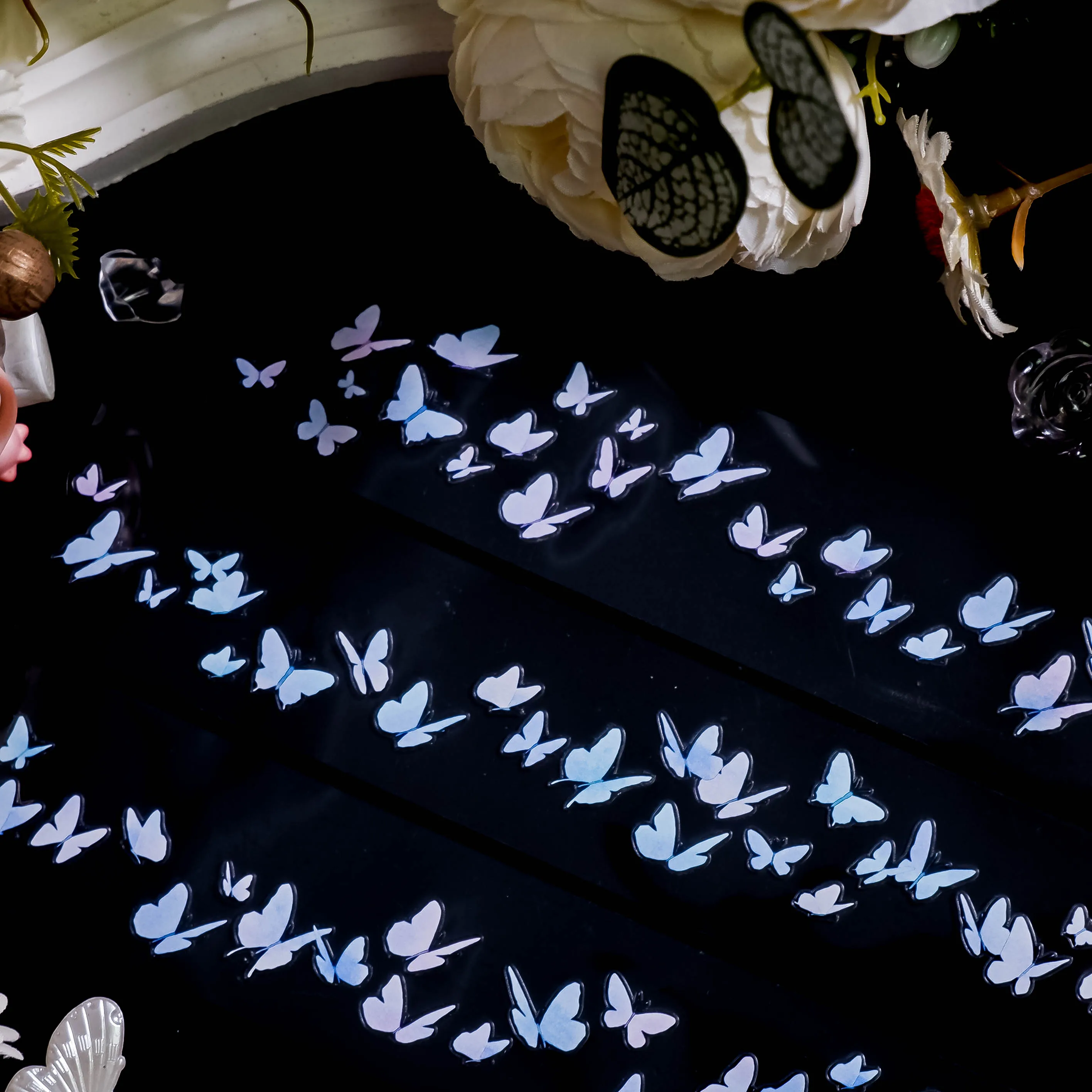 

Daxiangjun [5M Sticker Roll] PET Tape, Fluttering/swallow, Land-made 5mpet White Ink, Butterfly