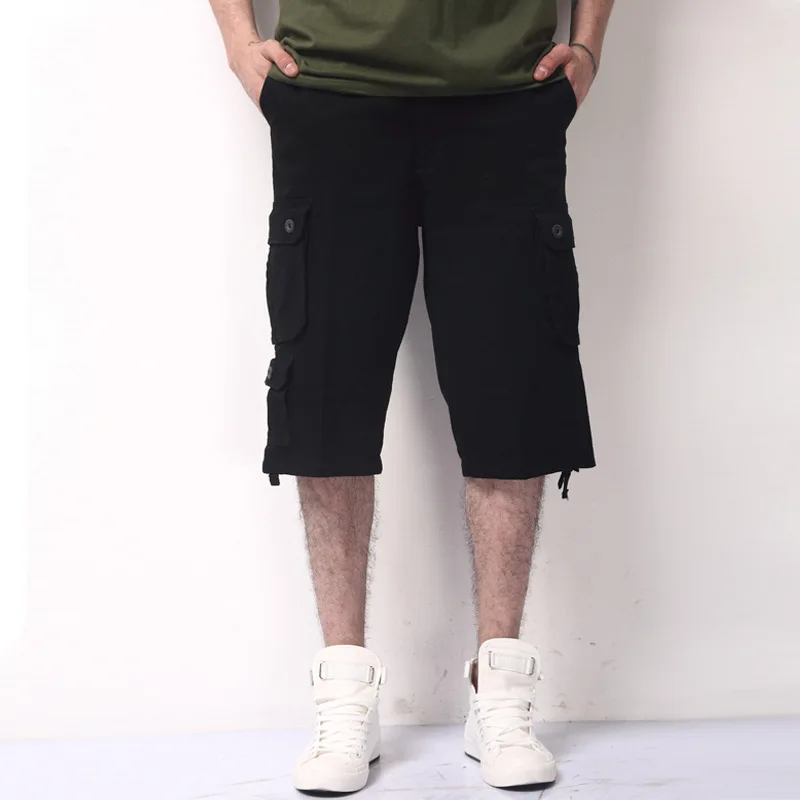 綿100% メンズショートパンツ、ジップアップ メンズカーゴショーツ、大きなポケット付きバミューダパンツ