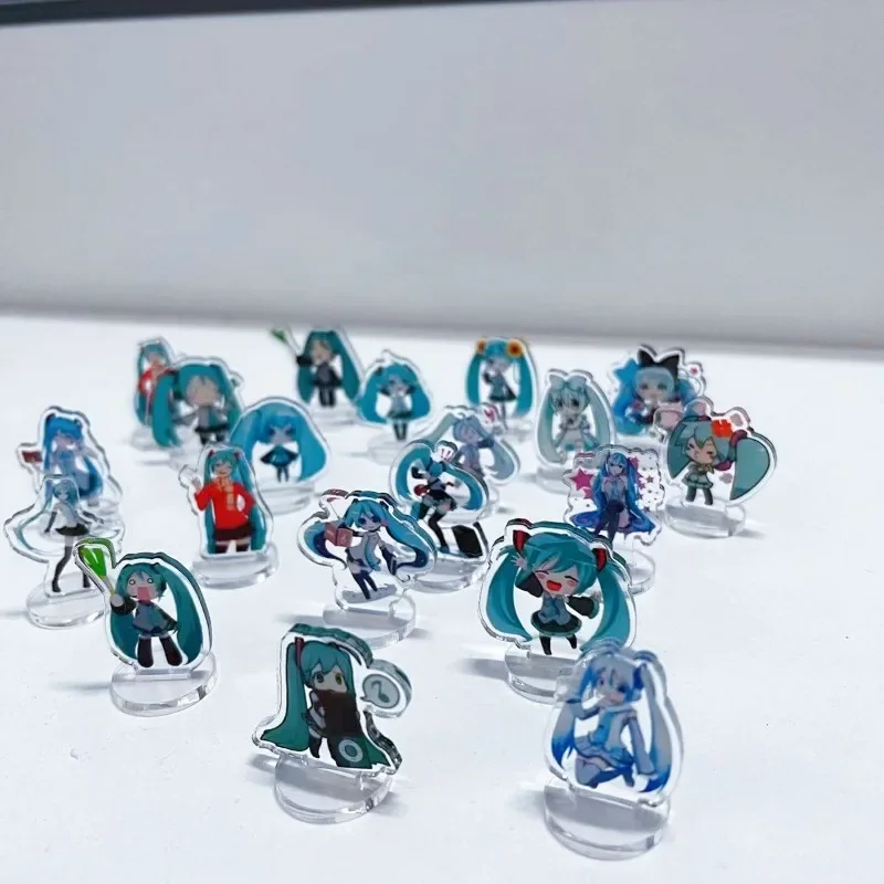 Hatsune Miku Cartoon Animation Peripheral Creative Acrylic Two-Dimensional Mini Decoration Small Stand Desk Place for Students