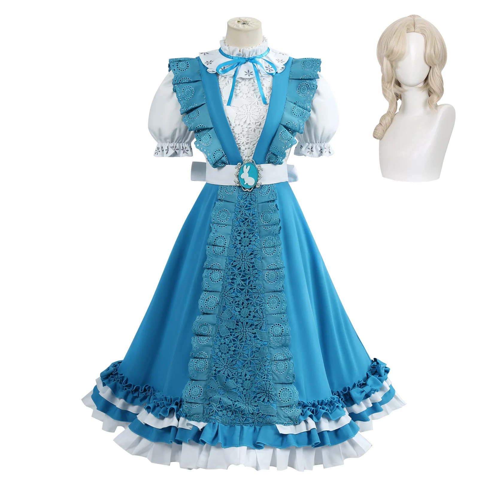 الهوية الخامس أليس ديروس تأثيري حلي أليس تأثيري فستان الأزرق أغطية الرأس نظارات لوليتا فستان هالوين حفلة لعب الأدوار موحدة