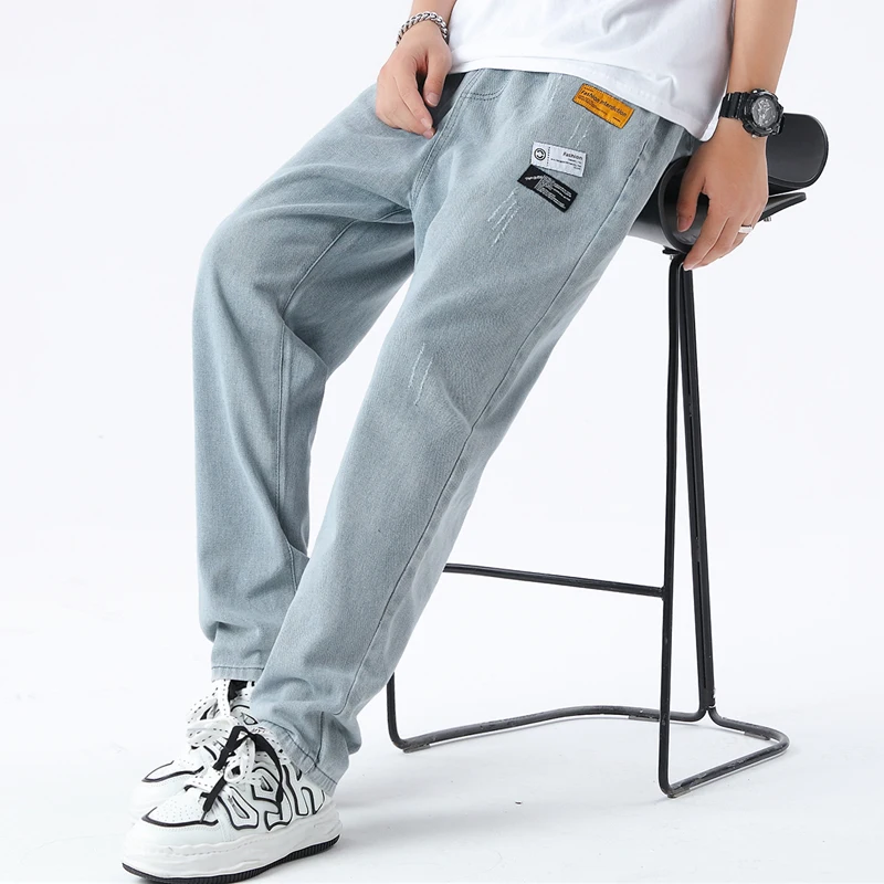

Men's Straight Leg Jeans Summer Thin Casual Loose Wide Leg Long Trousers Faionable Youth Brand Korean Sle Loose Fit Jeans