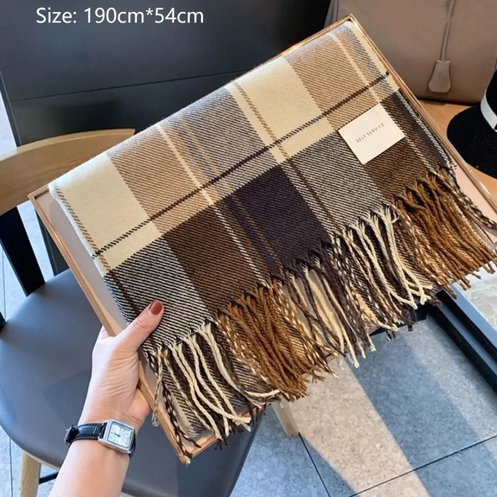 Women Girls Soft Winter Plaid Scarf New Design Print Warm Long Tassel Scarves Mohair Thickened Knitted Wrap Shawls Pashmina