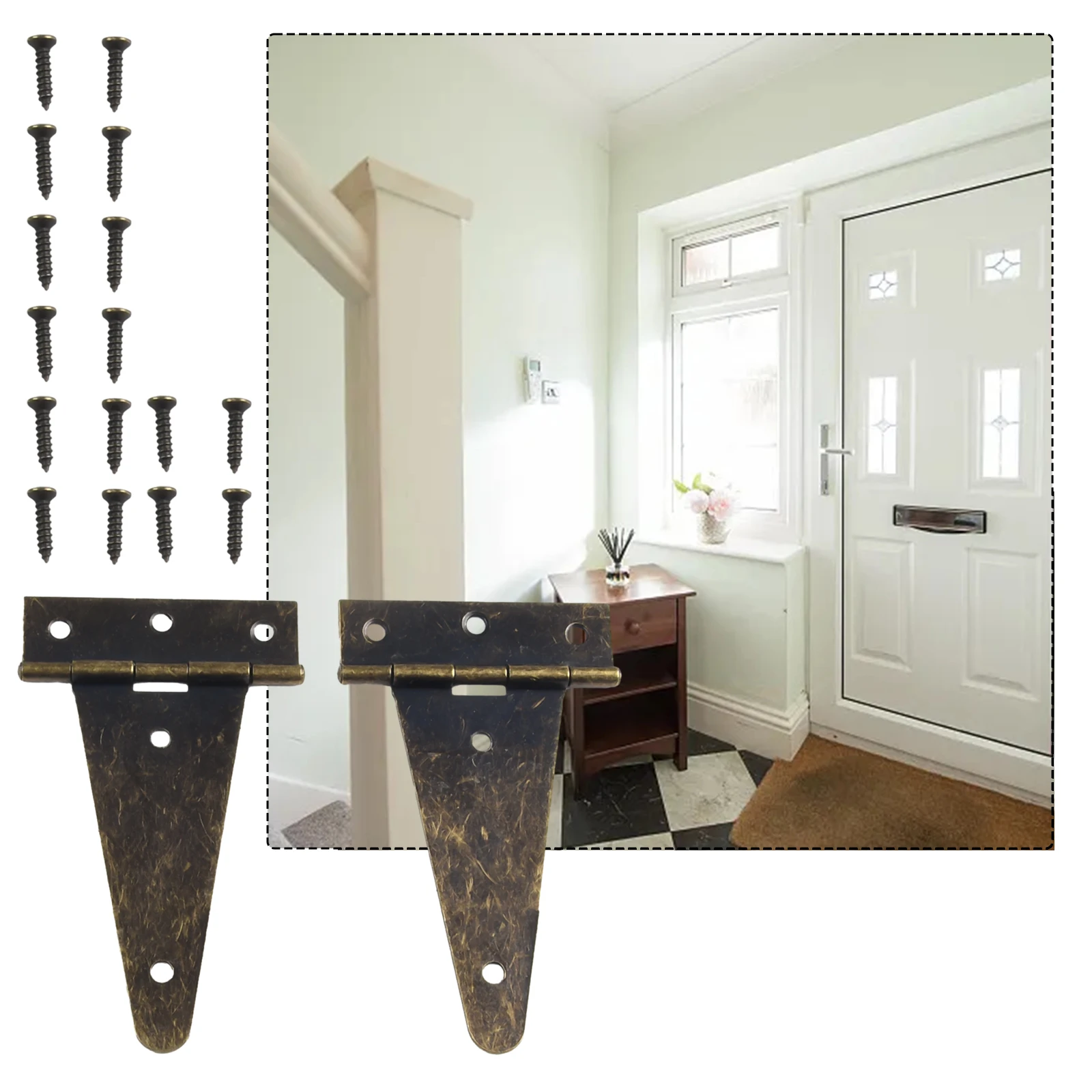 2 stücke Heavy Duty Bronze Flache T Scharnier Mit Schrauben Für Scheune Tore Holz Box Schrank Tür Scharnier Haushalts Hardware Zubehör