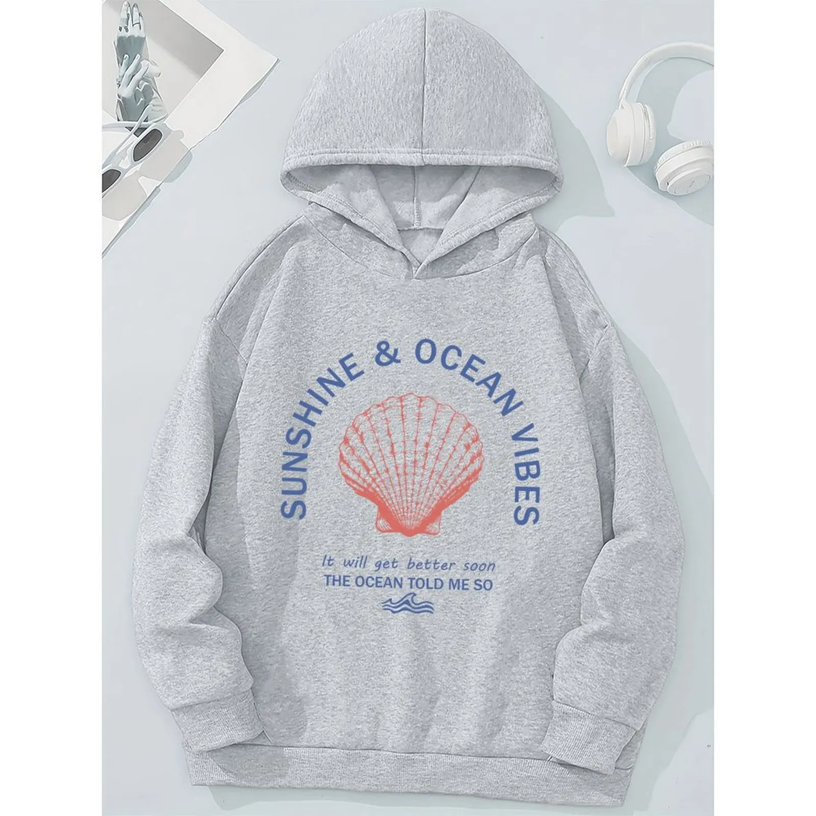 سويت شيرت نسائي بغطاء للرأس شتوي كاجوال مطبوع بلوفرات قماشية مريحة بأكمام طويلة سترة شتوية للنساء