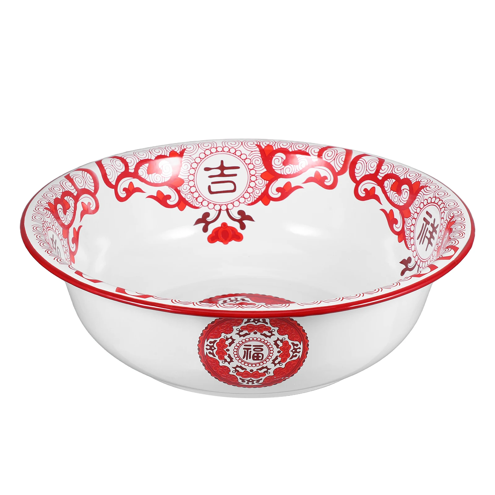 

Enamel Basin Large Capacity Durable Kitchen Bowl Vintage Enamelware Soup Pasta Snack Serving Wash Fruit Vegetable Dough Mixing