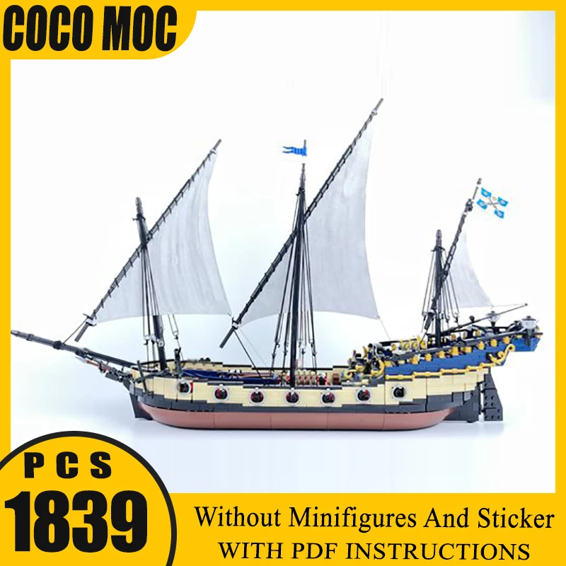 2025 New Moc Building Blocks La Flèche ship 1839 PCS Diy Assemble City Bricks Toys Gift For Children Adult Birthday Gift