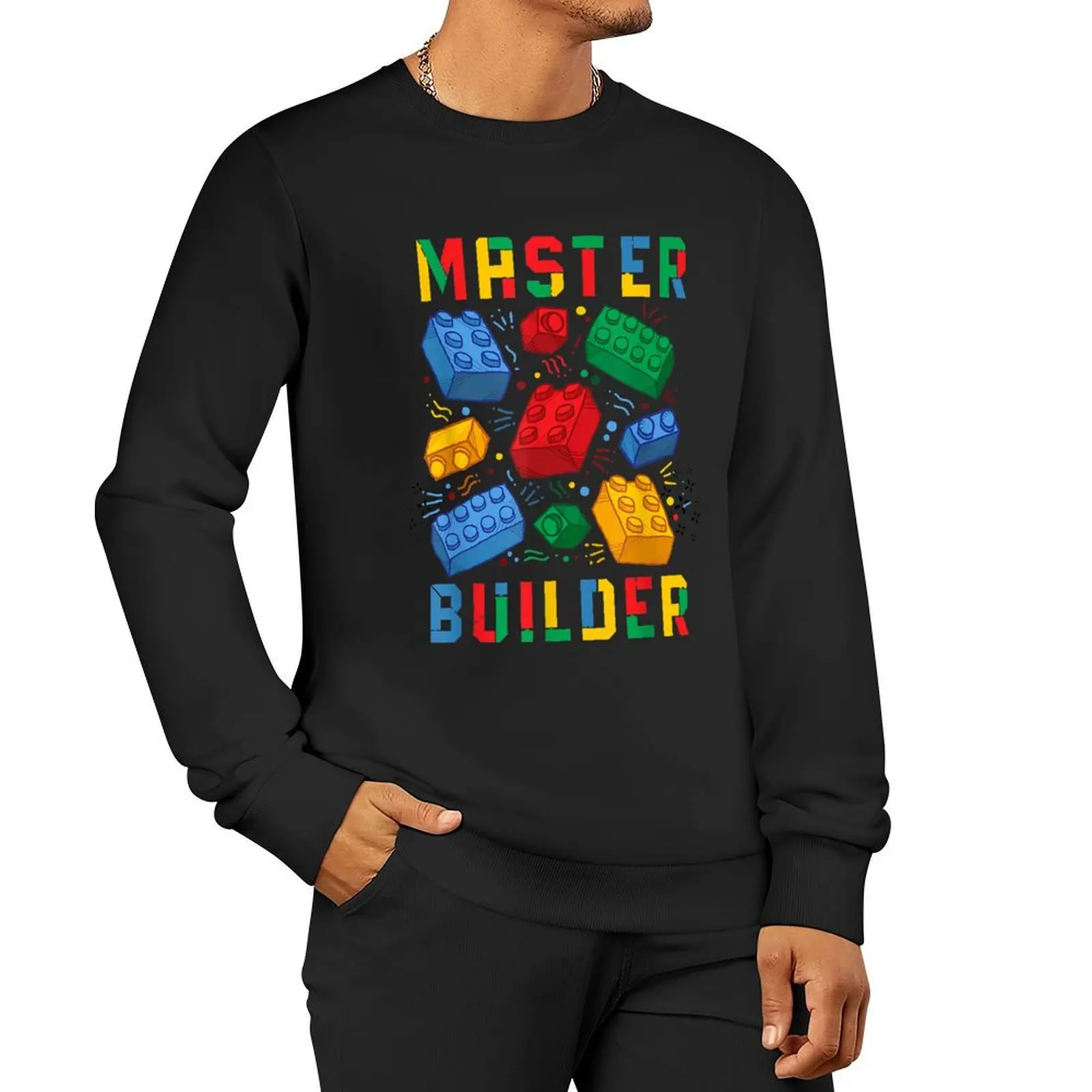 Brick Builder Funny Blocks Master Builder quotes for kids Pullover Hoodie graphic t shirts men men clothes sweatshirt men