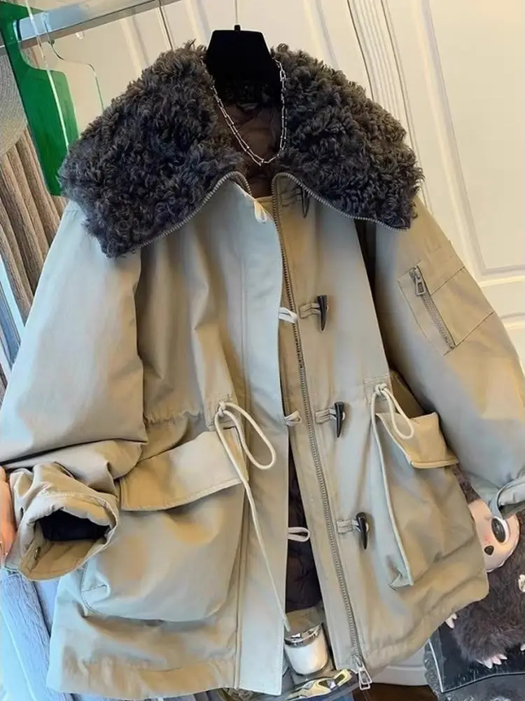 

Женское пальто Utili Sle большого размера, теплое свободное пальто на пуговицах, повседневная верхняя одежда на зиму, модная утягивающая верхняя одежда