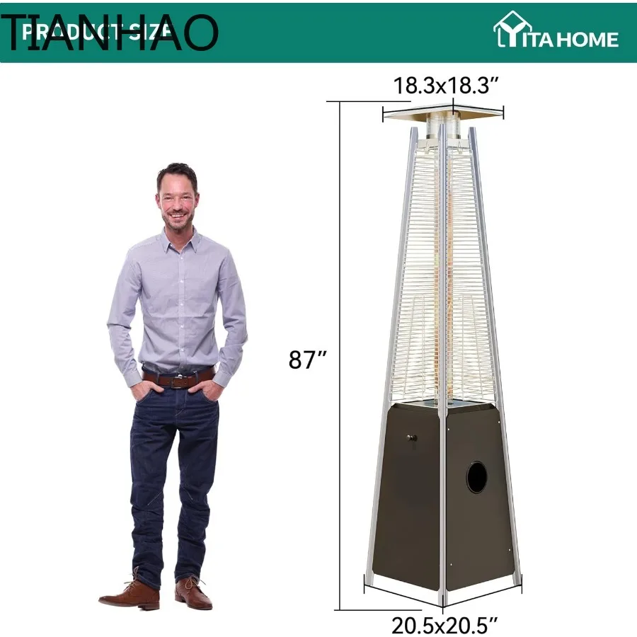 Btu Outdoor Pyramid Patio Heater with Quartz Glass Tube Propane Heating for Patio Backyard Garden Use Includes Protectiv