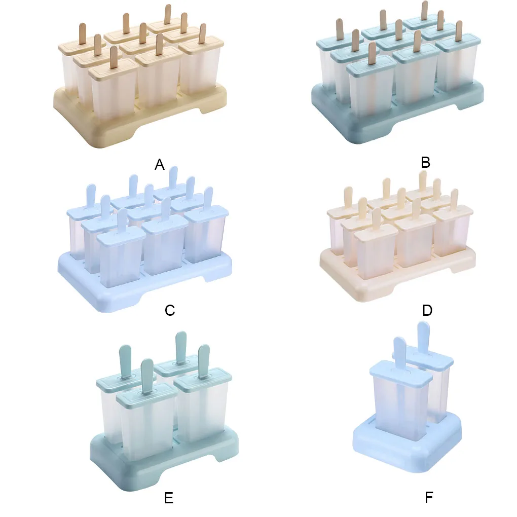 Stampo per gelato fai da te Ice Stick Maker stampo in plastica PP attrezzo da cucina, 9 griglie, blu, con bastoncini di legno