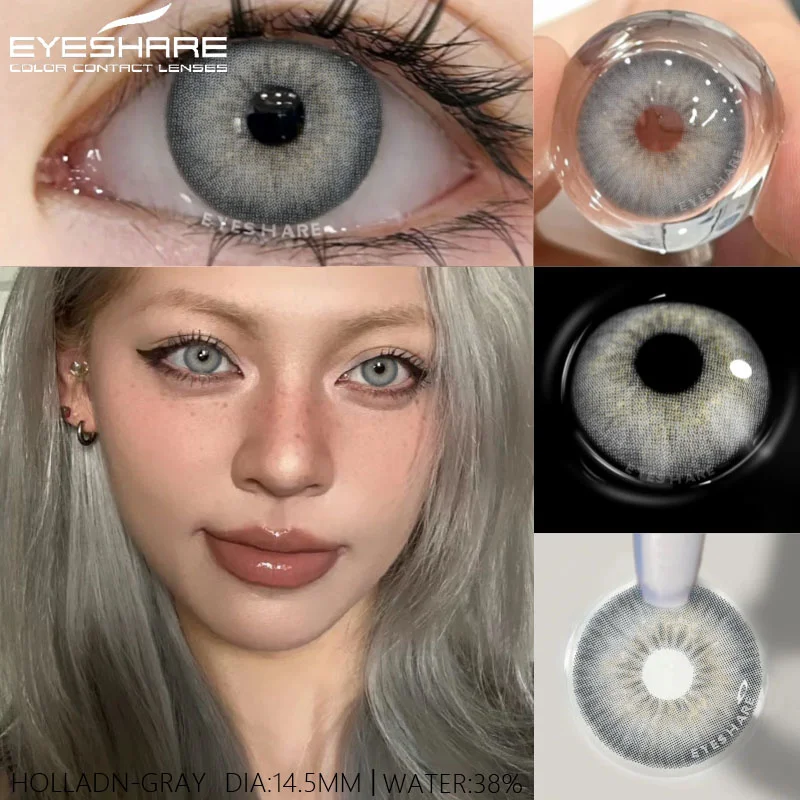 EYESHARE 1pair Natural Green Contact Lenses Yearly Brown Colorcon Makeup Gray Pupils Blue Lenses for Eyes High Quality Soft Lens