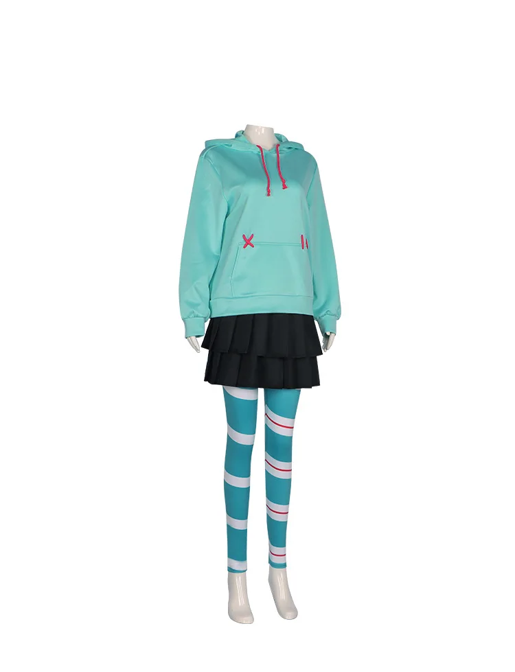 Vanellope Von Schweetz Cosplay Anime Costume Hoodies Skirt Wig Uniform Suit Halloween Performance Clothing for Woman view 3