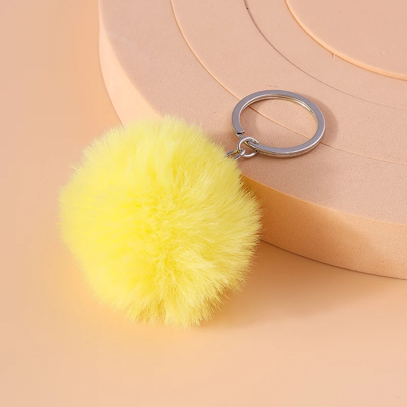 Mode Candy Farben Plüsch Ball Schlüsselbund für Auto Schlüssel Halter Frauen Mädchen Handtasche Anhänger Schlüsselanhänger Zubehör DIY Schmuck Geschenke – Detail 9