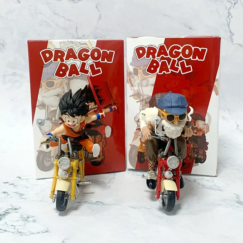 13CM Dragon Ball Z Anime Figure Son Goku Master Roshi Locomotives PVC Action Kame Sennin Motorcycle Toys for Children Collector