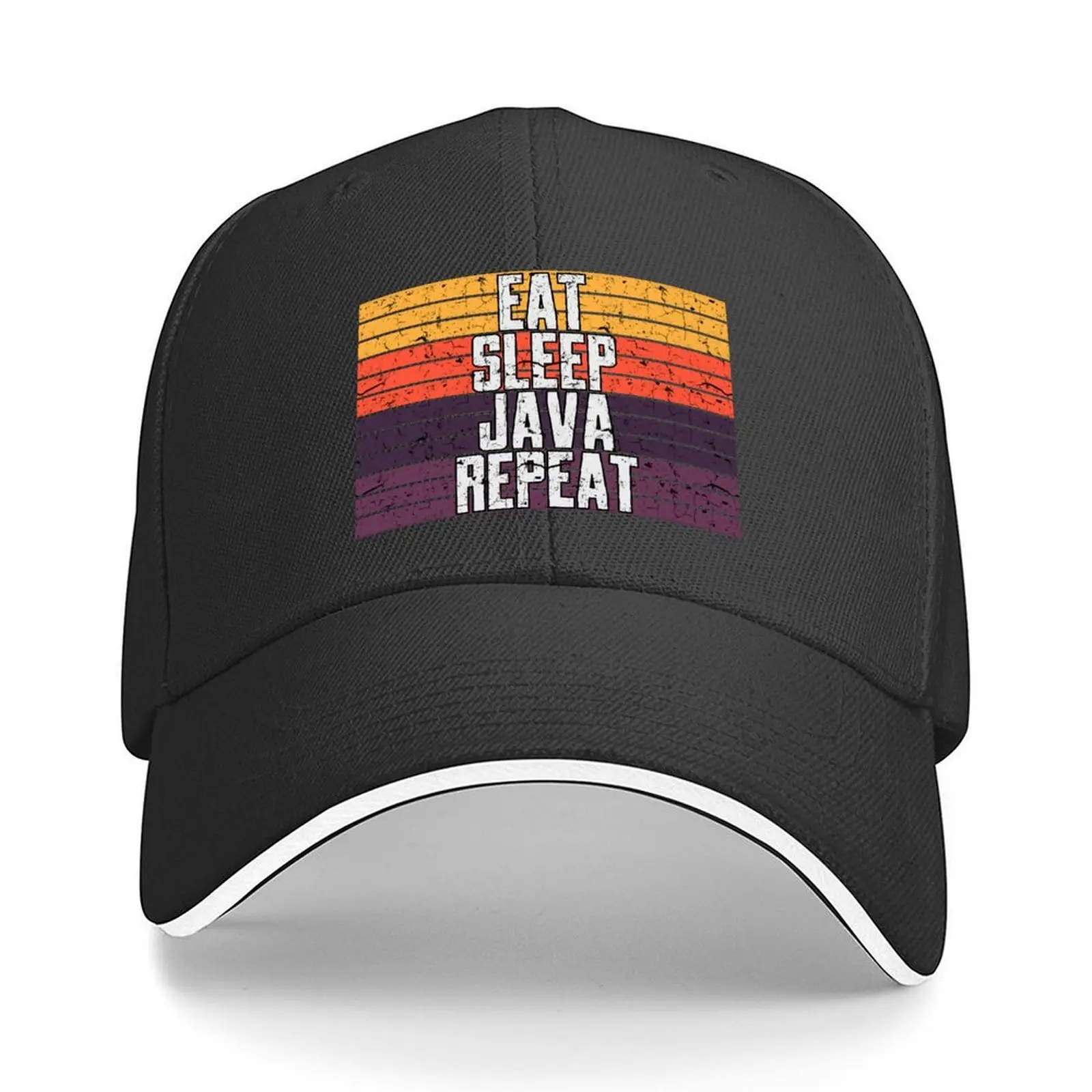 

Retro Sunset - Eat Sleep JAVA Repeat - Programmer Humor - JAVA Programming Language Baseball Cap