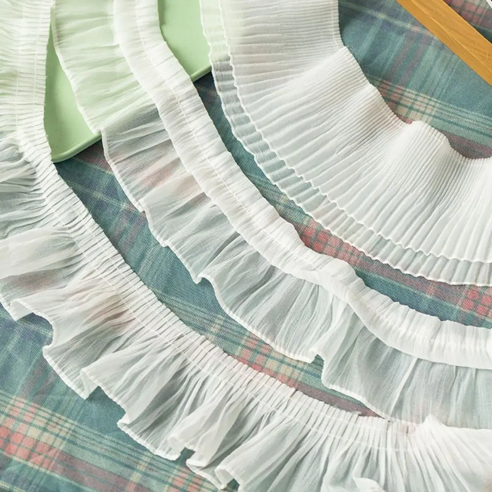 Bekleidungs-DIY-Bastelbedarf: 2 Yards Rüschen-Spitzenborten, 9-12 cm breit, aus Chiffon-Stoff