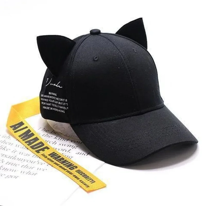 Punk Long Strap Cap Unisex Cat Ears Baseball Caps Women Streamer Cap Men Baseball Cap Brand Designer Caps Hip Hop Baseball Cap