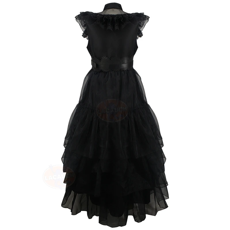 Cosplay Wednesday Addams Dress Wig Wednesday Addam Cosplay Costume Adult Kid Black Long Skirt Gothic Prom Dress Party Girl Women