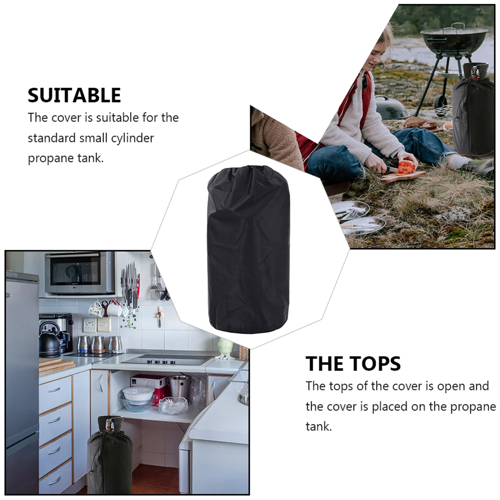 Couvercle de réservoir de Propane 210D, tissu Oxford, imperméable, résistant aux Uv, résistant à la neige, conception à cordon, petit couvercle de cylindre de gaz pour