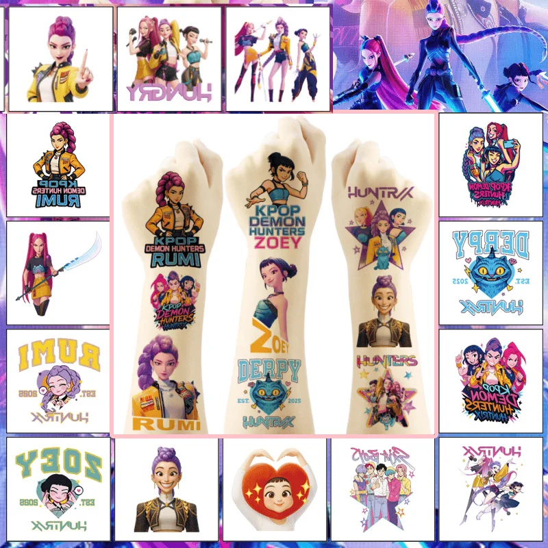 K-pop Demon Huntress Squad الوشم المؤقت 20 ورقة نقل المياه الكرتون وهمية هيئة الفن للحزب أفضل #1