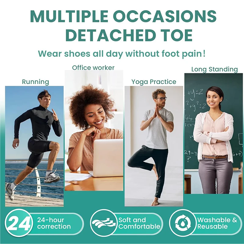 Pexmen 2/4Pcs 남성과 여성을위한 젤 발가락 분리기 발가락 스페이서 Bunions Corrector 발가락을 원래 모양으로 복원